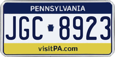 PA license plate JGC8923