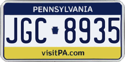 PA license plate JGC8935
