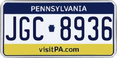 PA license plate JGC8936