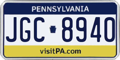 PA license plate JGC8940