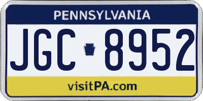 PA license plate JGC8952