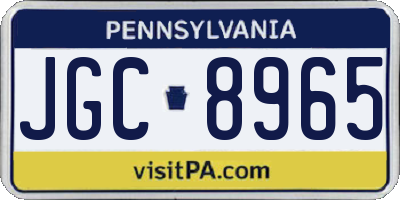 PA license plate JGC8965