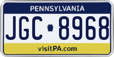 PA license plate JGC8968