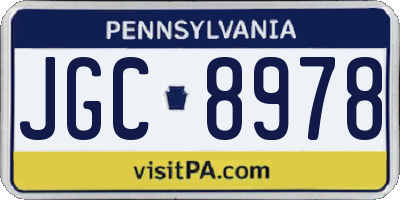 PA license plate JGC8978
