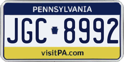 PA license plate JGC8992