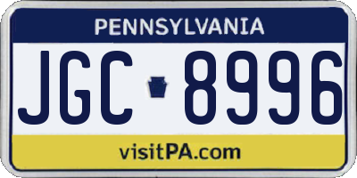 PA license plate JGC8996