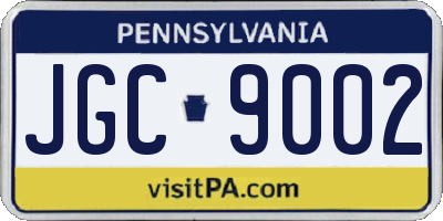 PA license plate JGC9002