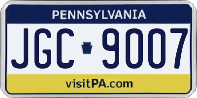 PA license plate JGC9007