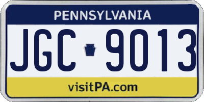 PA license plate JGC9013