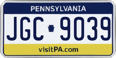 PA license plate JGC9039