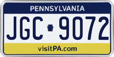 PA license plate JGC9072