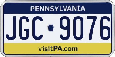 PA license plate JGC9076
