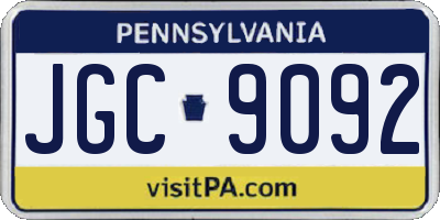 PA license plate JGC9092