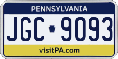 PA license plate JGC9093