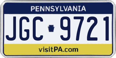 PA license plate JGC9721