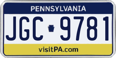 PA license plate JGC9781
