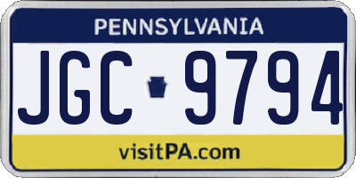 PA license plate JGC9794