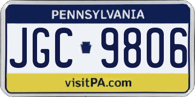 PA license plate JGC9806