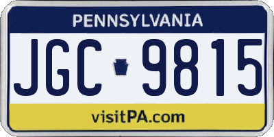 PA license plate JGC9815