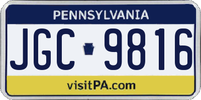 PA license plate JGC9816
