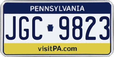 PA license plate JGC9823