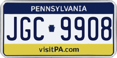 PA license plate JGC9908
