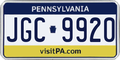 PA license plate JGC9920