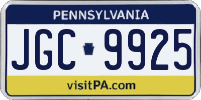 PA license plate JGC9925