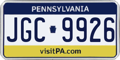PA license plate JGC9926