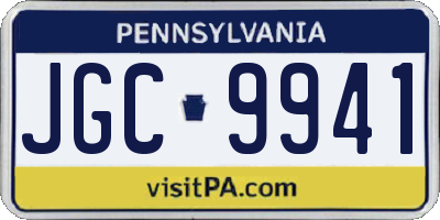 PA license plate JGC9941