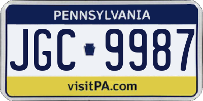 PA license plate JGC9987