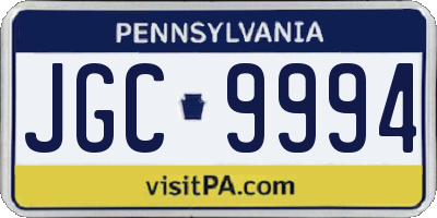 PA license plate JGC9994