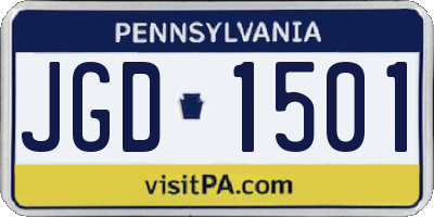 PA license plate JGD1501