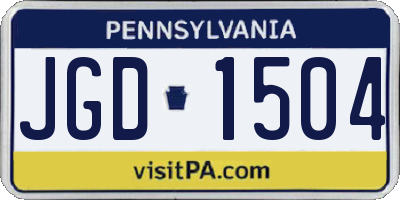 PA license plate JGD1504
