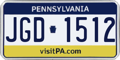 PA license plate JGD1512