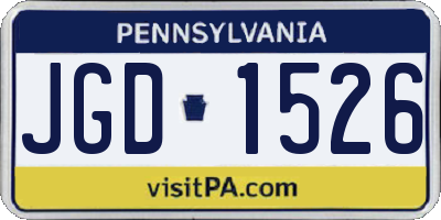 PA license plate JGD1526