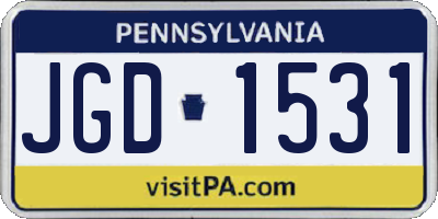 PA license plate JGD1531