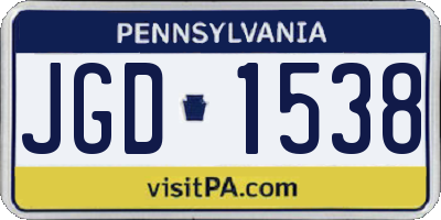 PA license plate JGD1538