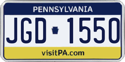 PA license plate JGD1550