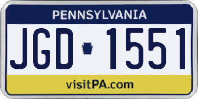 PA license plate JGD1551