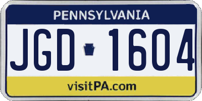 PA license plate JGD1604