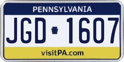 PA license plate JGD1607