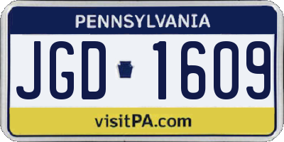 PA license plate JGD1609