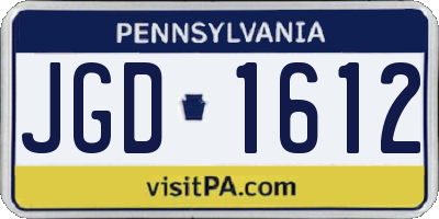 PA license plate JGD1612