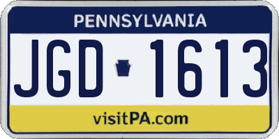 PA license plate JGD1613