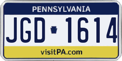 PA license plate JGD1614