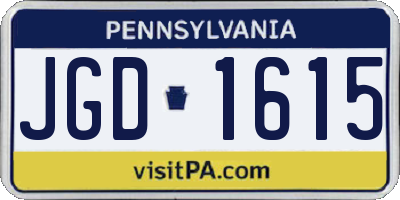 PA license plate JGD1615
