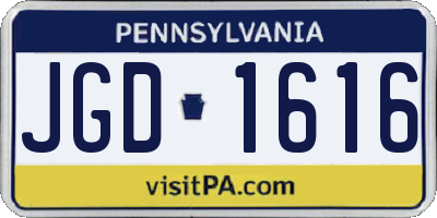PA license plate JGD1616