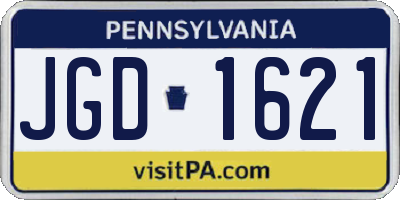 PA license plate JGD1621