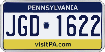 PA license plate JGD1622
